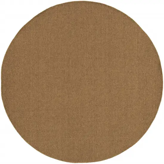 8' Round Tan Round Stain Resistant Indoor Outdoor Area Rug Photo 2