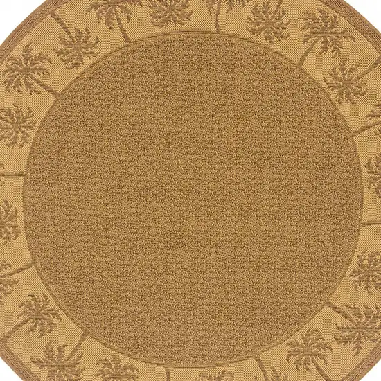 8' Round Tan Round Stain Resistant Indoor Outdoor Area Rug Photo 3