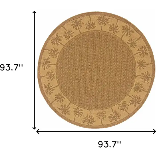 8' Round Tan Round Stain Resistant Indoor Outdoor Area Rug Photo 5