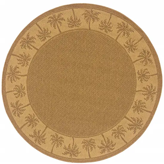 8' Round Tan Round Stain Resistant Indoor Outdoor Area Rug Photo 1