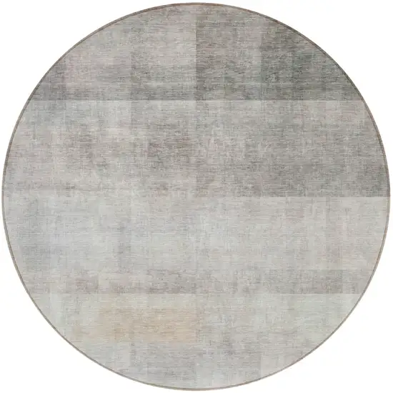 Taupe Round Ombre Washable Non Skid Indoor Outdoor Area Rug Photo 4