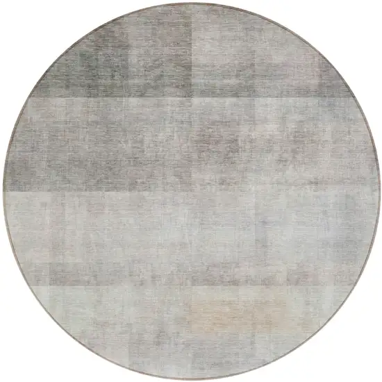 Taupe Round Ombre Washable Non Skid Indoor Outdoor Area Rug Photo 2