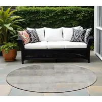 Photo of 8' Round Taupe Round Ombre Washable Non Skid Indoor Outdoor Area Rug