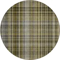 Photo of 8' Round Taupe Round Plaid Washable Non Skid Indoor Outdoor Area Rug