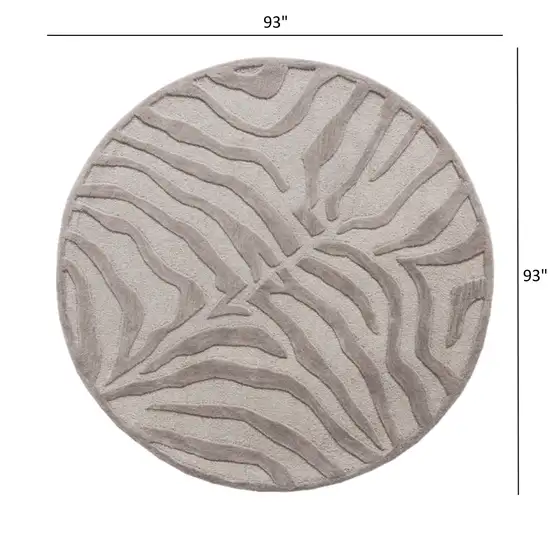 8' Round Taupe Zebra Pattern Area Rug Photo 4