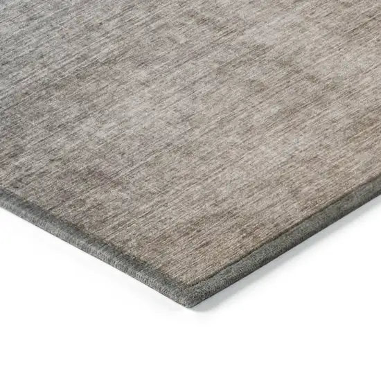 8' Round Taupe and Gray Round Ombre Washable Non Skid Indoor Outdoor Area Rug Photo 7