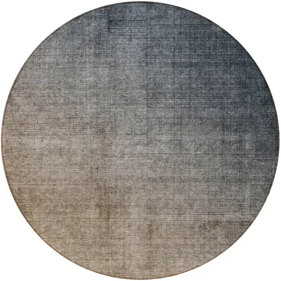 8' Round Taupe and Gray Round Ombre Washable Non Skid Indoor Outdoor Area Rug Photo 4