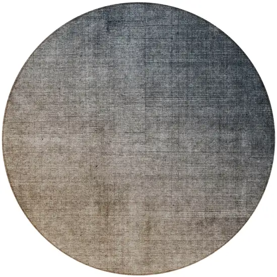 Taupe and Gray Round Ombre Washable Non Skid Indoor Outdoor Area Rug Photo 5