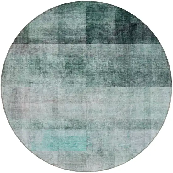 8' Round Teal Round Ombre Washable Non Skid Indoor Outdoor Area Rug Photo 5