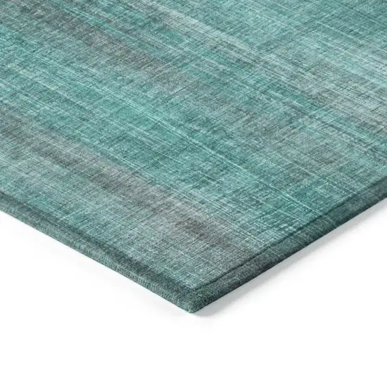 Teal Round Striped Washable Non Skid Indoor Outdoor Area Rug Photo 7