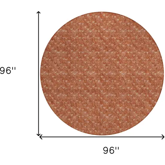 8' Round Terra Cotta Round Geometric Washable Non Skid Indoor Outdoor Area Rug Photo 3