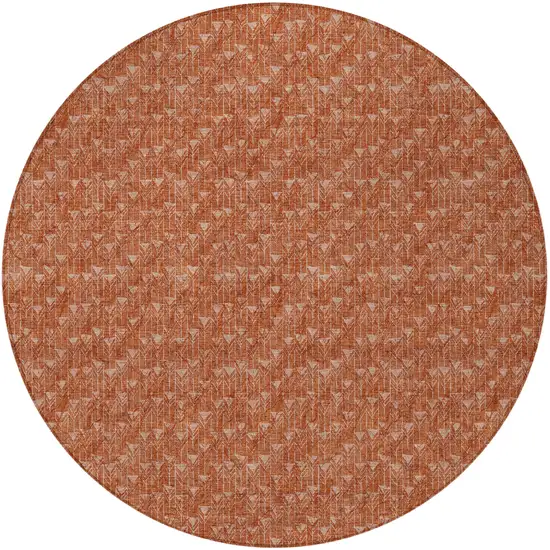 Terra Cotta Round Geometric Washable Non Skid Indoor Outdoor Area Rug Photo 4