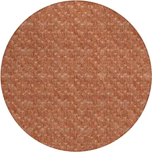 Photo of 8' Round Terra Cotta Round Geometric Washable Non Skid Indoor Outdoor Area Rug