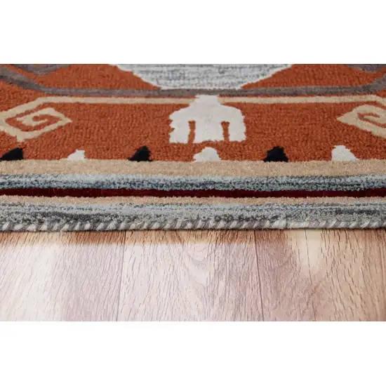 4' Round Terracotta Tribal Area Rug Photo 5