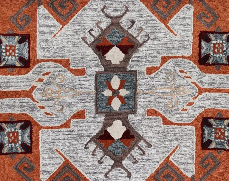 4' Round Terracotta Tribal Area Rug Photo 2