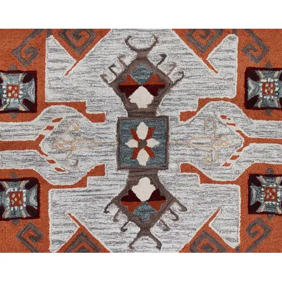 6' Round Terracotta Tribal Area Rug Photo 2