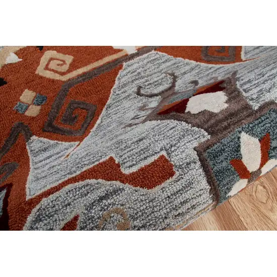 6' Round Terracotta Tribal Area Rug Photo 6