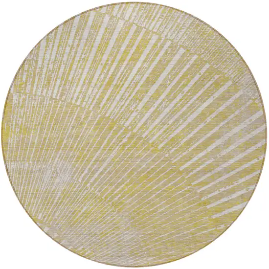 Wheat Round Abstract Washable Non Skid Indoor Outdoor Area Rug Photo 5