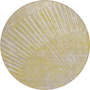 Photo of 8' Round Wheat Round Abstract Washable Non Skid Indoor Outdoor Area Rug