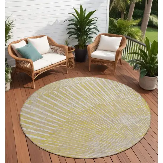 8' Round Wheat Round Abstract Washable Non Skid Indoor Outdoor Area Rug Photo 1