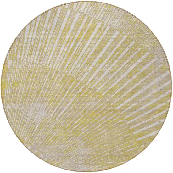 8' Round Wheat Round Abstract Washable Non Skid Indoor Outdoor Area Rug Photo 4