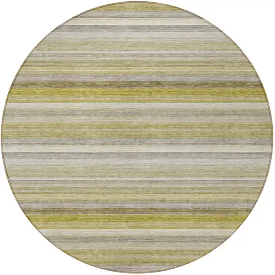 8' Round Wheat Round Striped Washable Non Skid Indoor Outdoor Area Rug Photo 5