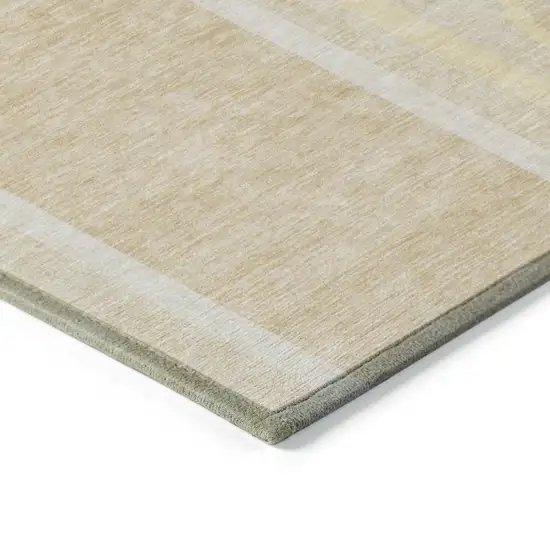 8' Runner Beige Abstract Washable Non Skid Indoor Outdoor Runner Rug Photo 5