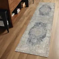 Photo of 6' Runner Beige Medallion Runner Rug