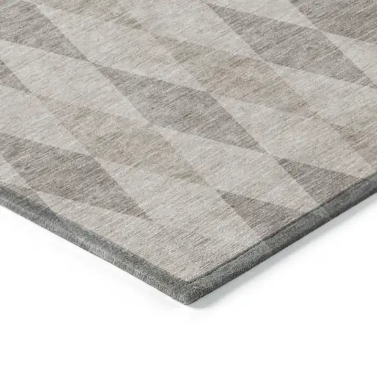 Beige Taupe and Brown Geometric Washable Non Skid Indoor Outdoor Runner Rug Photo 7