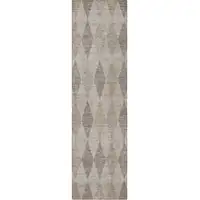 Photo of 8' Runner Beige Taupe and Brown Geometric Washable Non Skid Indoor Outdoor Runner Rug