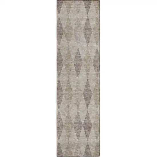 Beige Taupe and Brown Geometric Washable Non Skid Indoor Outdoor Runner Rug Photo 2