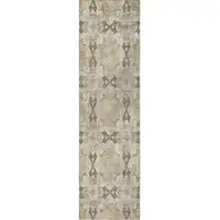 Photo of 8' Runner Beige and Gray Floral Medallion Washable Non Skid Indoor Outdoor Runner Rug