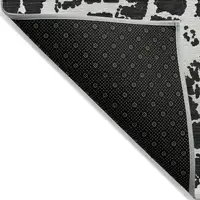 Photo of 8' Runner Black and White Abstract Washable Non Skid Indoor Outdoor Runner Rug