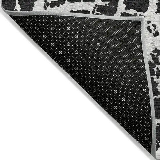 8' Runner Black and White Abstract Washable Non Skid Indoor Outdoor Runner Rug Photo 7