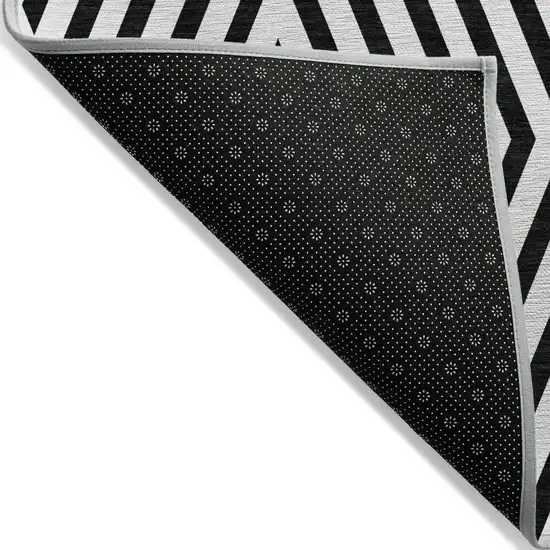 8' Runner Black and White Geometric Washable Non Skid Indoor Outdoor Runner Rug Photo 6