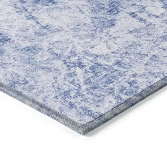 Blue Abstract Washable Non Skid Indoor Outdoor Runner Rug Photo 7