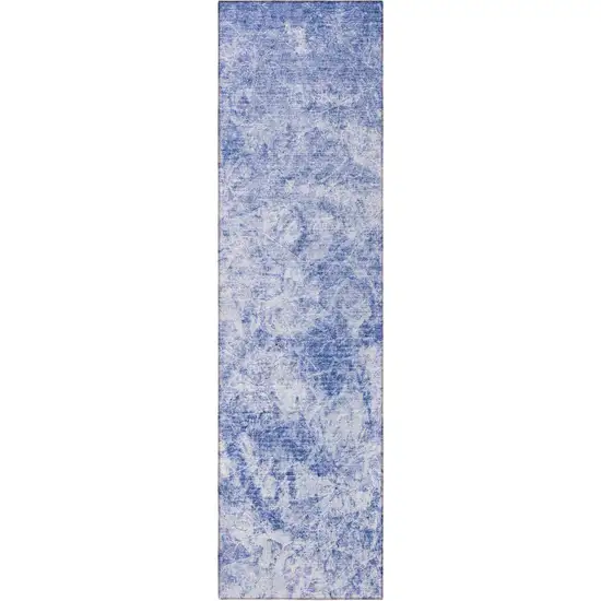 Blue Abstract Washable Non Skid Indoor Outdoor Runner Rug Photo 4