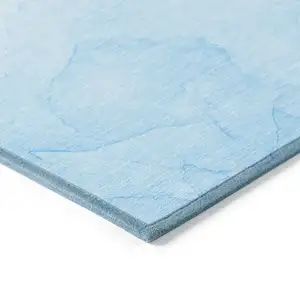 Photo of 8' Runner Blue Abstract Washable Non Skid Indoor Outdoor Runner Rug