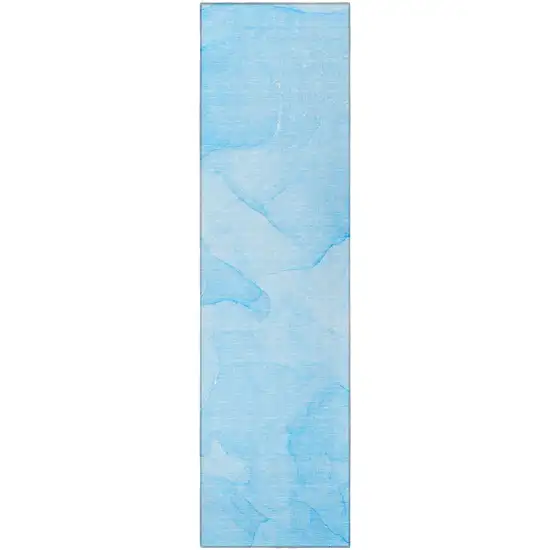 Blue Abstract Washable Non Skid Indoor Outdoor Runner Rug Photo 5