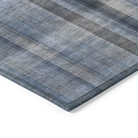 8' Runner Blue Plaid Washable Non Skid Indoor Outdoor Runner Rug Photo 7