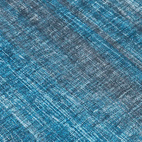 8' Runner Blue Striped Washable Non Skid Indoor Outdoor Runner Rug Photo 9