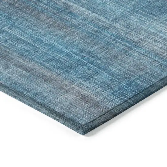 Blue Striped Washable Non Skid Indoor Outdoor Runner Rug Photo 5