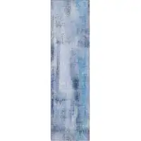 Photo of 8' Runner Blue Washable Non Skid Indoor Outdoor Runner Rug