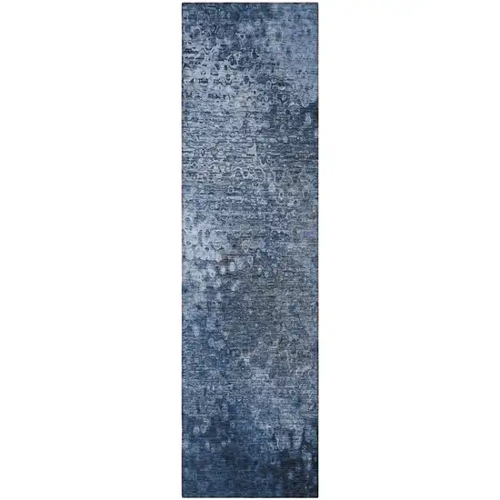 Blue Washable Non Skid Indoor Outdoor Runner Rug Photo 4