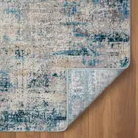 Photo of 6' Runner Blue and Ivory Abstract Runner Rug