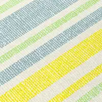 Photo of 8' Runner Blue and Yellow Striped Washable Non Skid Indoor Outdoor Runner Rug