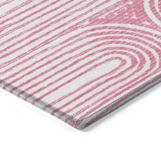 8' Runner Blush Abstract Washable Non Skid Indoor Outdoor Runner Rug Photo 7