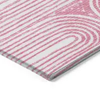 Photo of 8' Runner Blush Abstract Washable Non Skid Indoor Outdoor Runner Rug