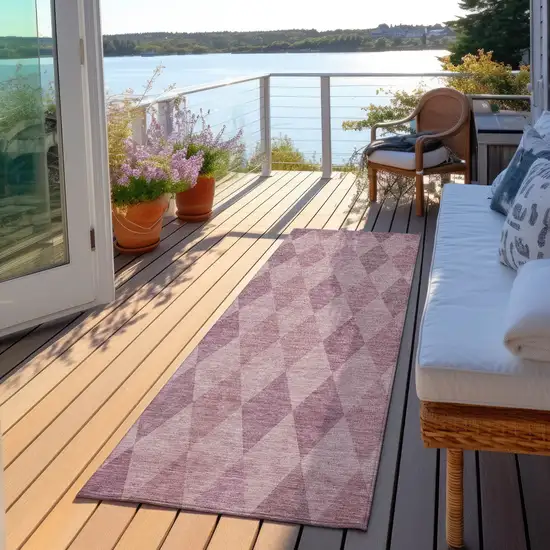 Blush Geometric Washable Non Skid Indoor Outdoor Runner Rug Photo 8