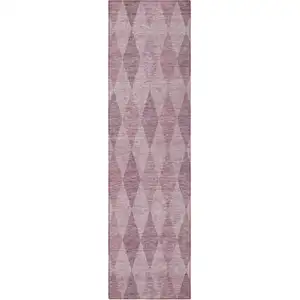 Photo of 8' Runner Blush Geometric Washable Non Skid Indoor Outdoor Runner Rug